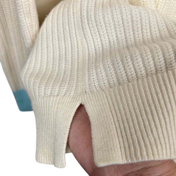 Talbots cotton-blend tennis sweater, M, vneck, cream, Classic Preppy Summer - Picture 6 of 8